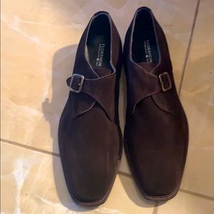 New Dark Brown Suede brass buckle shoe